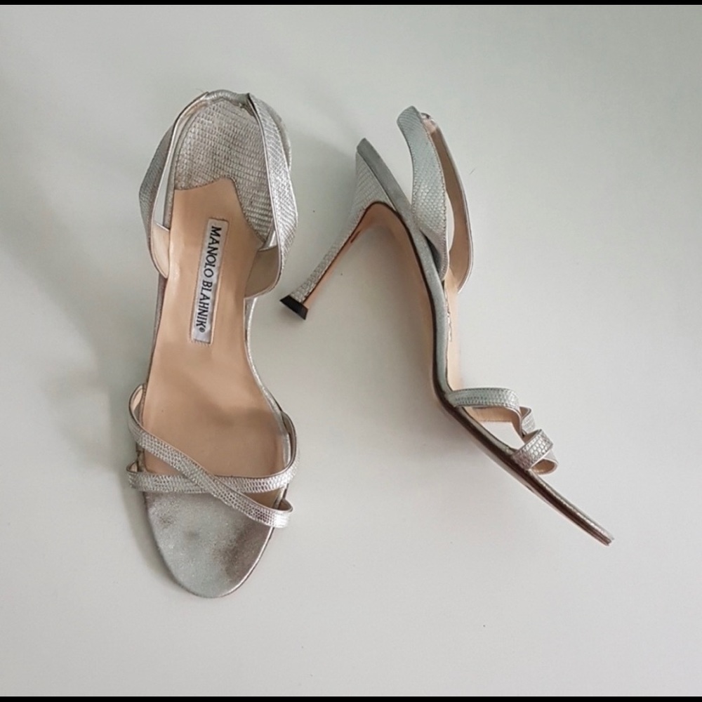 Silver Manolo Blahnik Heels.